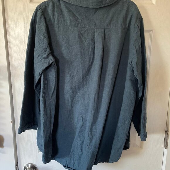 Minibee Women's Linen Button Down Tunic Top With Pockets, Blue, Extra Large (XL) - Picture 2 of 4